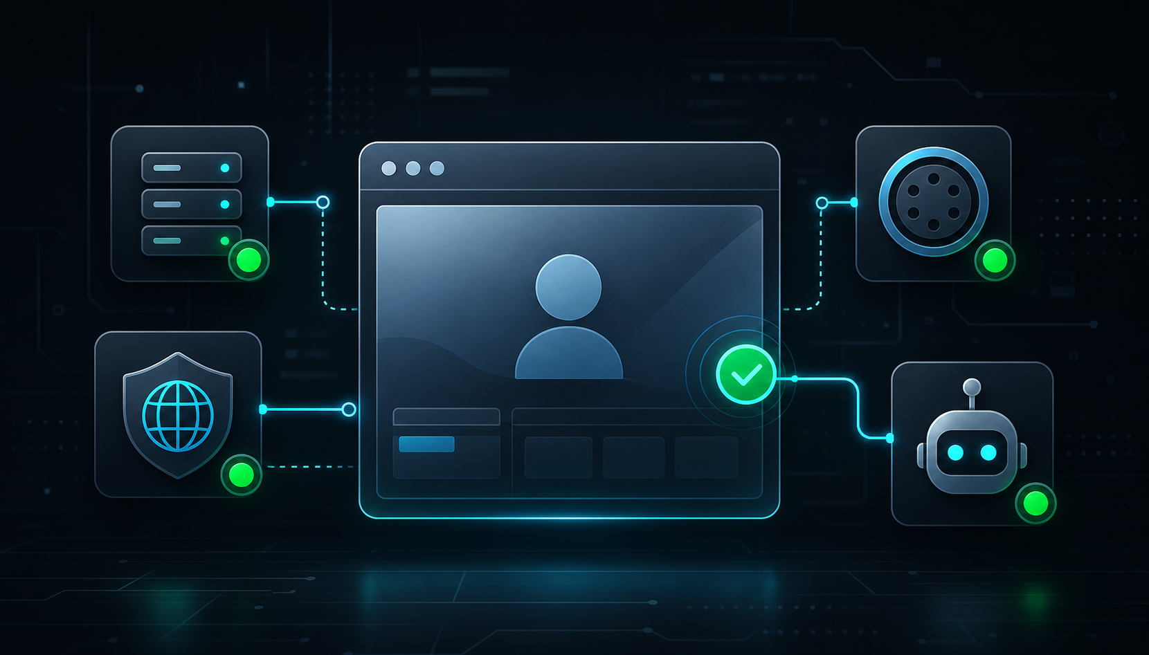 Illustration of browser profile startup checks moving through local API, proxy readiness, and automation attach validation