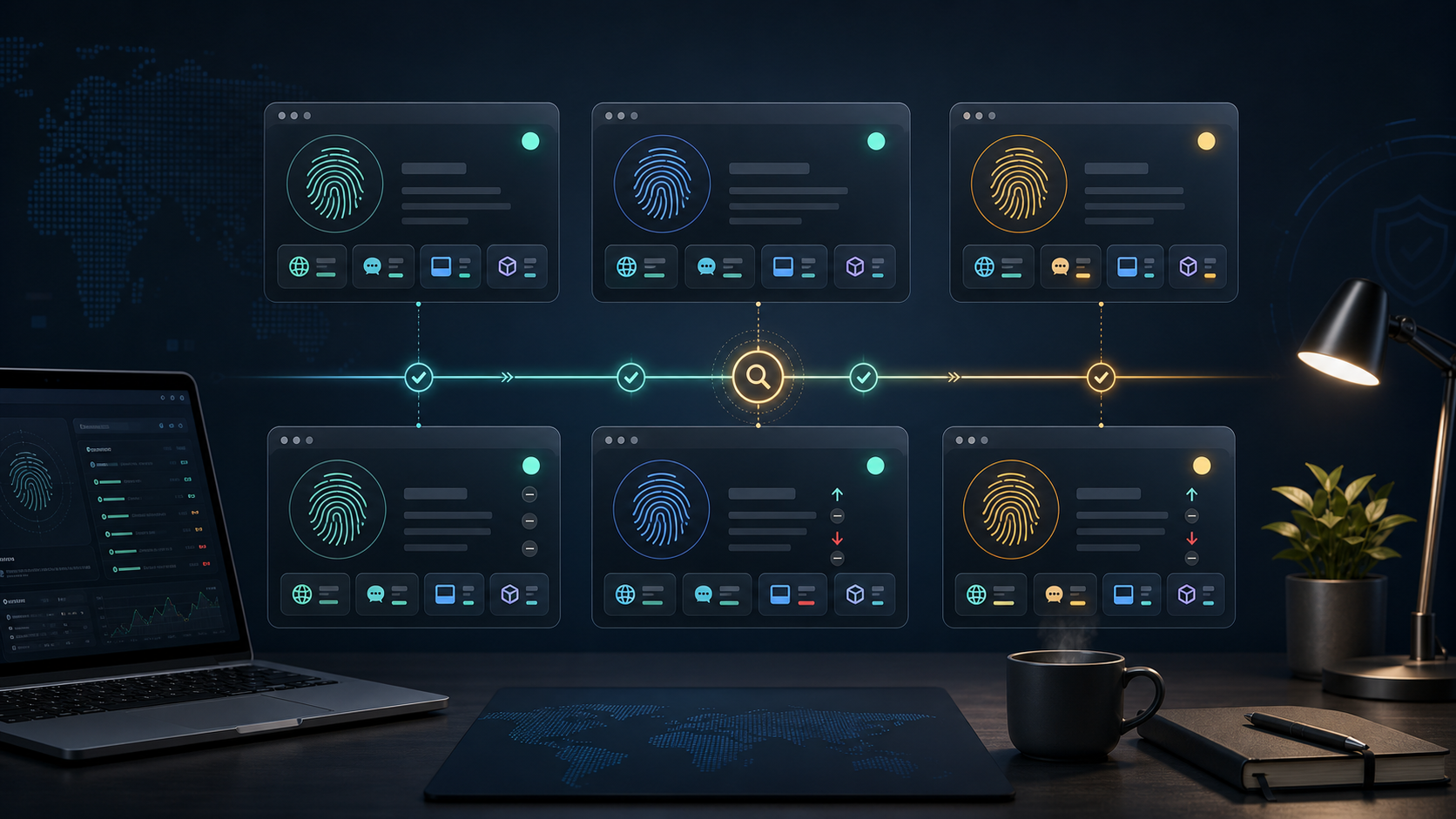 Browser profile fingerprint drift checks across multi-account environments